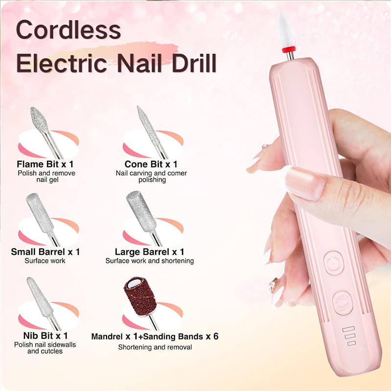 Portable Electric Nail Drill Cordless Rechargeable Nail File