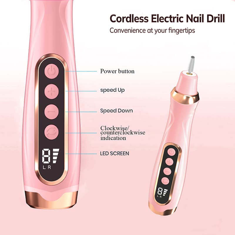 Professional Manicure Pedicure Kit Cordless Electric Nail File Set 6 Speed